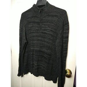 CALVIN Klein Men's 1/4 Zip Grey Black Heather Pullover high neck Sweater. Size M